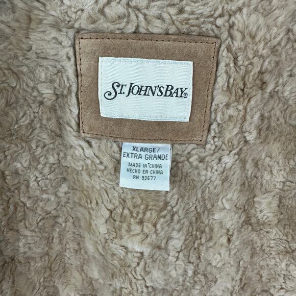 Vintage Y2K Suede Leather Jacket Coat Womens XL Sherpa Lined Penny Lane Brown - Picture 11 of 13